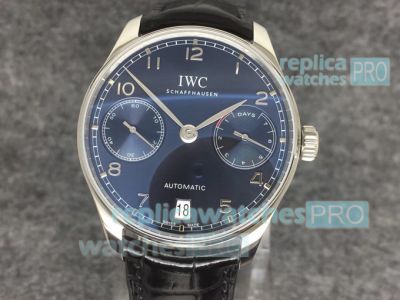 Swiss IWC Portugieser 7 Days Power Reserve Replica Watch SS Blue Dial 42mm